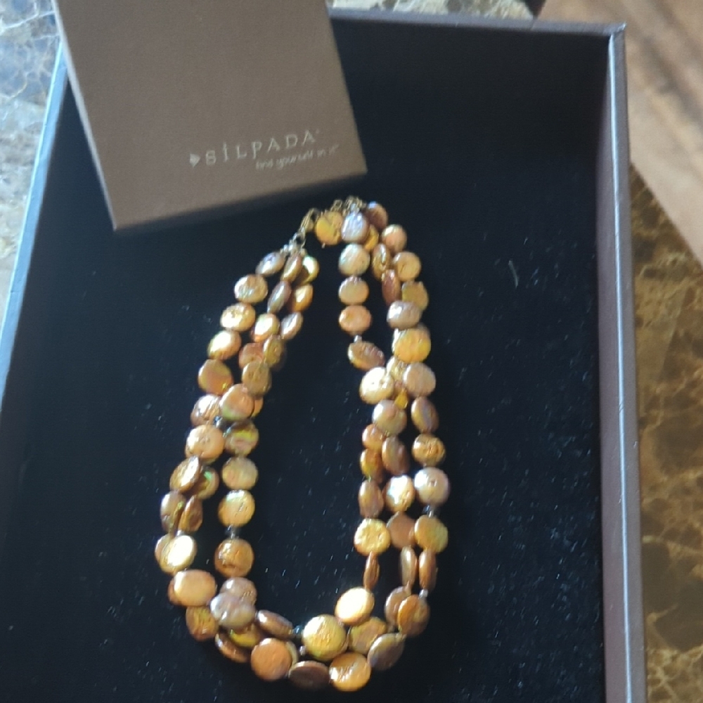 Silpada Brown Multi-Strand Necklace with Organic Pearls